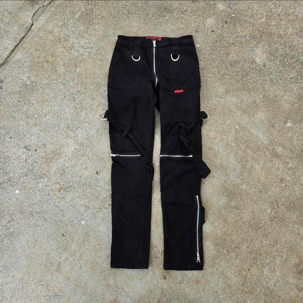 Vtg Y2k TRIPP NYC Multi Strap Zippers D-ring Grunge Goth Bondage Pants 26" Waist